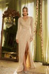 242m3360 V-Neck Bell Sleeves Long Sequin Dress