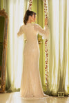 242m3360 V-Neck Bell Sleeves Long Sequin Dress