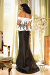 Ivory Black Off-Shoulder Trumpet Dress