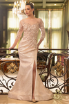 Rose Gold 3/4 Sleeves Front Slit Dress