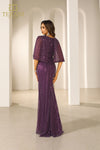 242M3375 Sequins Boat Neck Long Column Dress