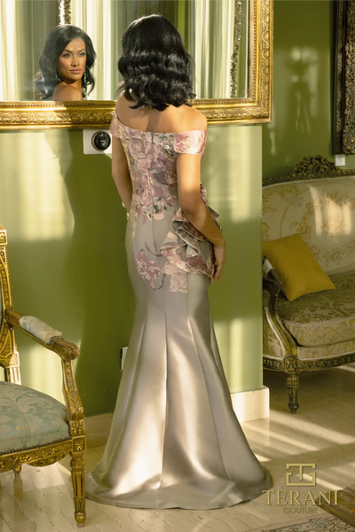 Taupe Rose Off-Shoulder Scoop Dress