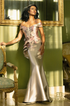 Taupe Rose Off-Shoulder Trumpet Dress