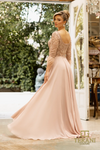 Chiffon 3/4 Sleeves Blush Ballgown