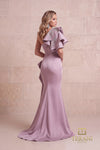 242E3117 Stretch Mikado One Shoulder Long Column Dress