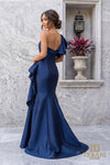 242E3117 Stretch Mikado One Shoulder Long Column Dress
