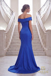 Plus Size 242M3335 Stretch Mikado Off-Shoulder Long Column Dress