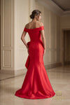 Off Shoulder 242M3335 Stretch Mikado Column Dress