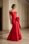 Off Shoulder 242M3335 Stretch Mikado Column Dress