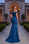 Off Shoulder 242M3335 Stretch Mikado Column Dress