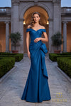 Off Shoulder 242M3335 Stretch Mikado Column Dress