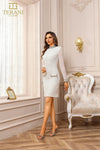 251C4157 Round Neck Full Sleeves Short A-Line Cocktail Dress