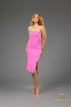 251C4165 Crepe Bodycon Side Slit Short Cocktail Dress