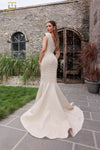 251E4201 Jacquard Asymmetrical Sleeveless Trumpet Dress