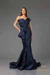 251E4201 Jacquard Asymmetrical Sleeveless Trumpet Dress