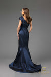 251E4201 Jacquard Asymmetrical Sleeveless Trumpet Dress
