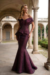 251E4201 Jacquard Asymmetrical Sleeveless Trumpet Dress