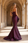 251E4201 Jacquard Asymmetrical Sleeveless Trumpet Dress