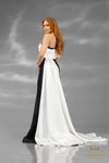 251E4205 Fit And Flare One Shoulder Emerald Long Evening Dress