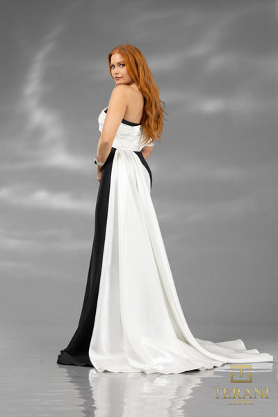 251E4205 Fit And Flare One Shoulder Emerald Long Evening Dress