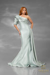 251E4205 Fit And Flare One Shoulder Emerald Long Evening Dress