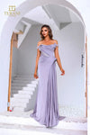 251E4220 Off Shoulder Matte Satin Column Evening Dress