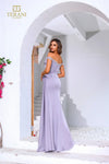 251E4220 Off Shoulder Matte Satin Column Evening Dress