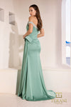 251E4220 Off Shoulder Matte Satin Column Evening Dress