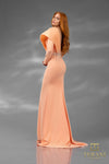 251E4222 V-neck Long Sleeves Fit And Flare Evening Dress