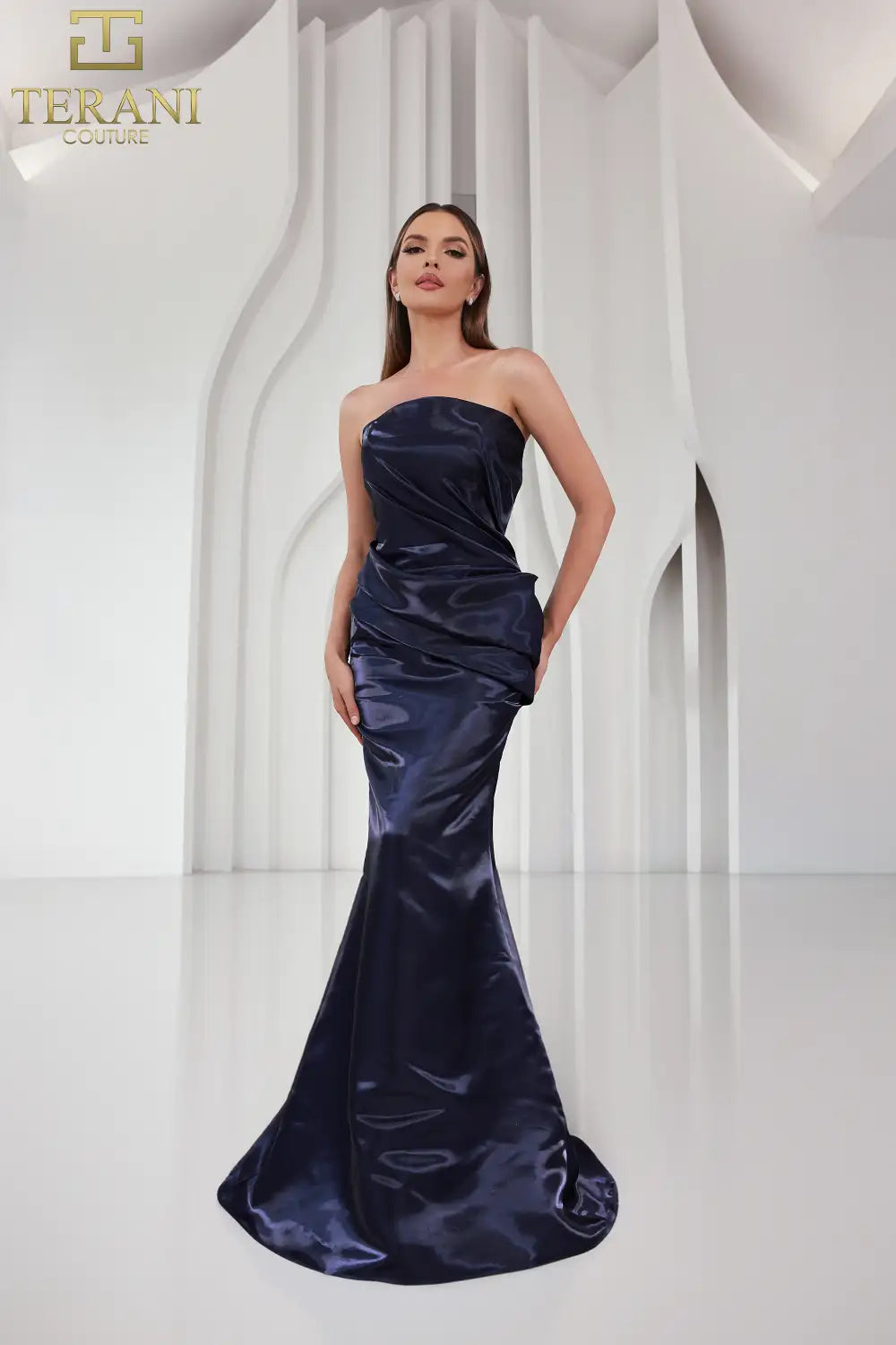 251E4231 Long Sheath Sleeveless Shimmer Dress