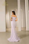 251E4237 Stretch Tafetta Fit And Flare Long Evening Dress