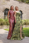 251E4269 Lava Jacuard Sleeveless High Slit Evening Ballgown