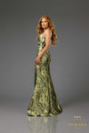251E4254 Lava Jacuard Asymmetrical Long Sheath Dress