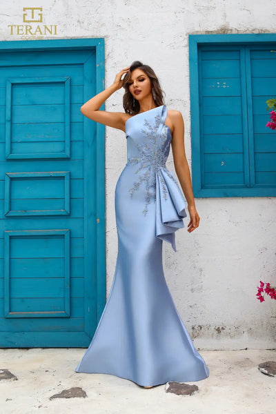 251E4265 Asymmetrical Sleeveless Trumpet Evening Dress