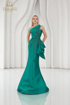 251E4265 Asymmetrical Sleeveless Trumpet Evening Dress