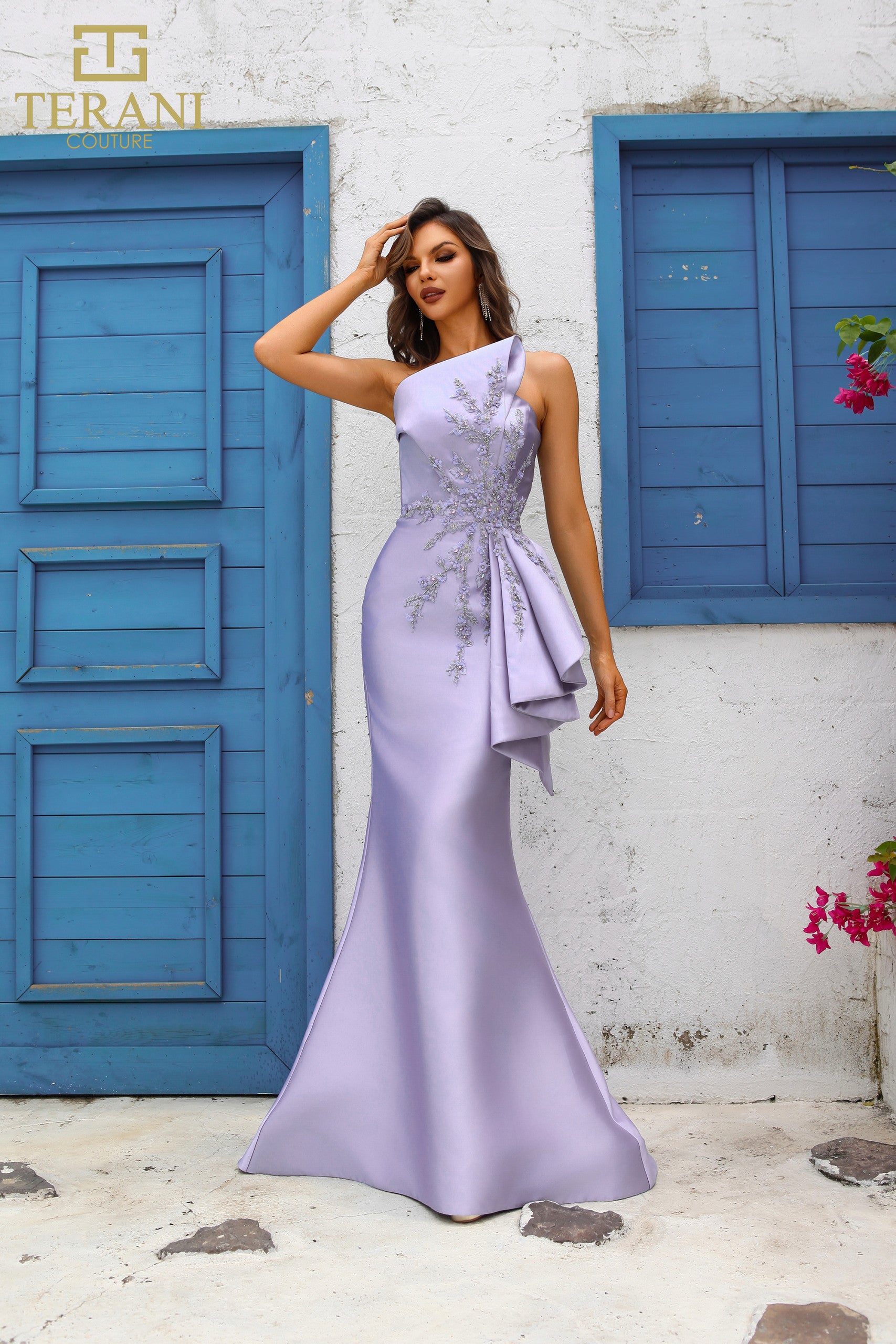 251E4265 Assyemtric Sleeveless Trumpet Evening Dress 251E4265 Assyemtric Sleeveless Trumpet Evening Dress