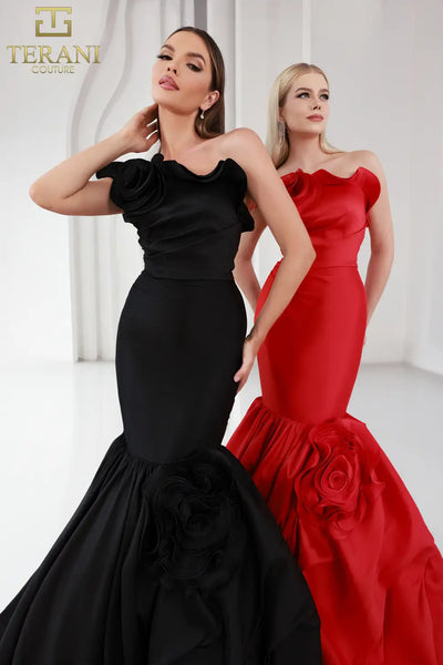 251E4272 Trumpet Mikado Asymmetrical Sleeveless Evening Dress