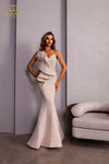 251E4276 Metallic Jacquard Trumpet Sleeveless Evening Dress