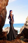 251E4276 Metallic Jacquard Trumpet Sleeveless Evening Dress