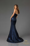 251E4276 Metallic Jacquard Trumpet Sleeveless Evening Dress