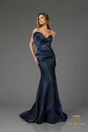 251E4276 Metallic Jacquard Trumpet Sleeveless Evening Dress