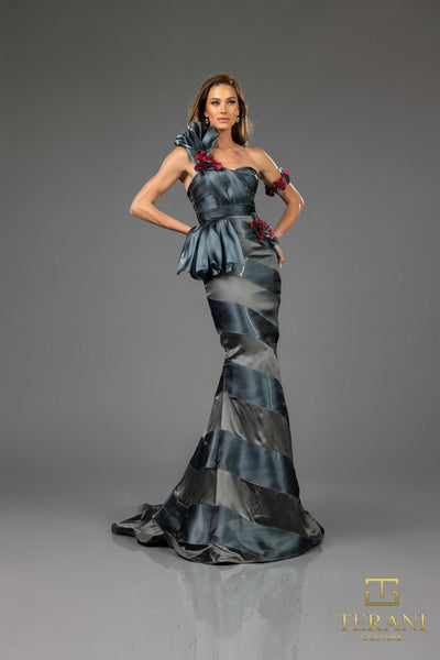 251E4284 Assyemtric Sleeveless Trumpet Long Evening Dress