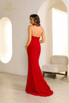 251E4285 Halter Neck Fit And Flare Sleeveless Evening Dress