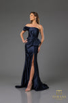 251E4555 Fit and Flare Sleeveless Satin Evening Dress