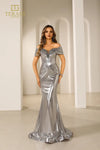 251E4568 Sequin Tulle Sleeveless Off Shoulder Dress