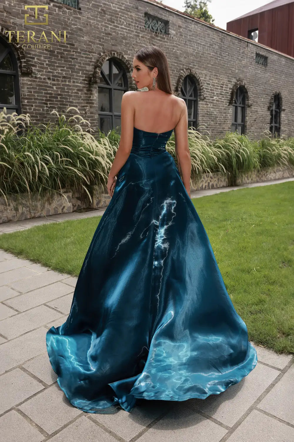 251E4637 Long Organza A-Line Sleeveless Evening Dress