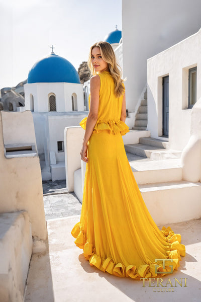 Sunshine Ruffle Halter Gown - 251E4657