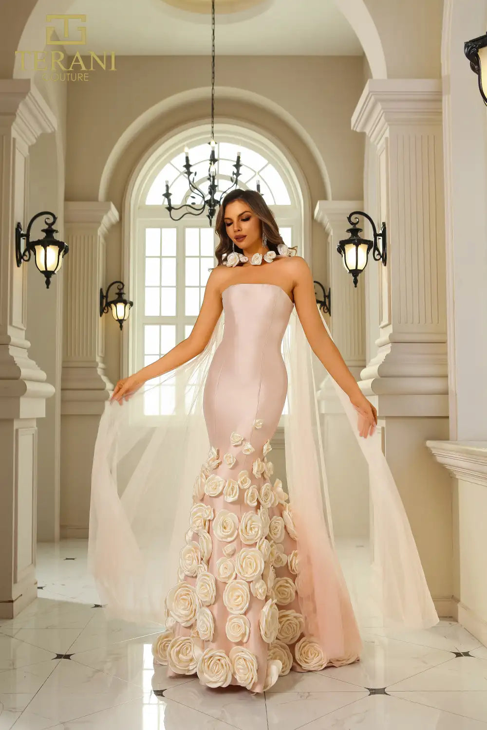 251GL4184 Sleeveless Stretch Mikado Trumpet Pageant Dress