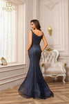 251GL4196 Trumpet V-Neck Sleeveless Navy Long Pageant Dress