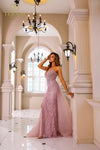 251GL4312 Sleeveless Beaded Tulle Bodycon Long Blush Dress